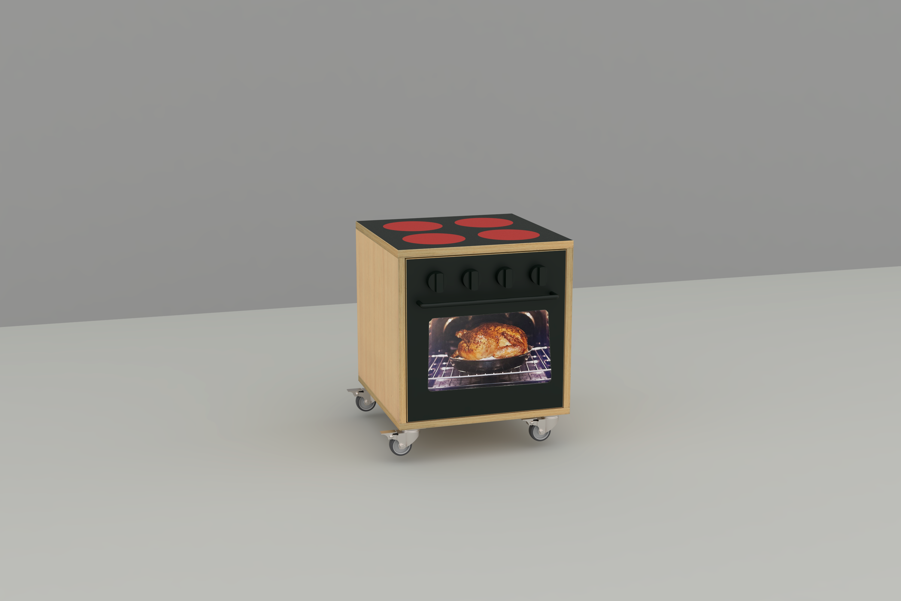 23430 –  Legekøkken VG/BH, 1 rum, komfurelement incl 3 magnetmotiver