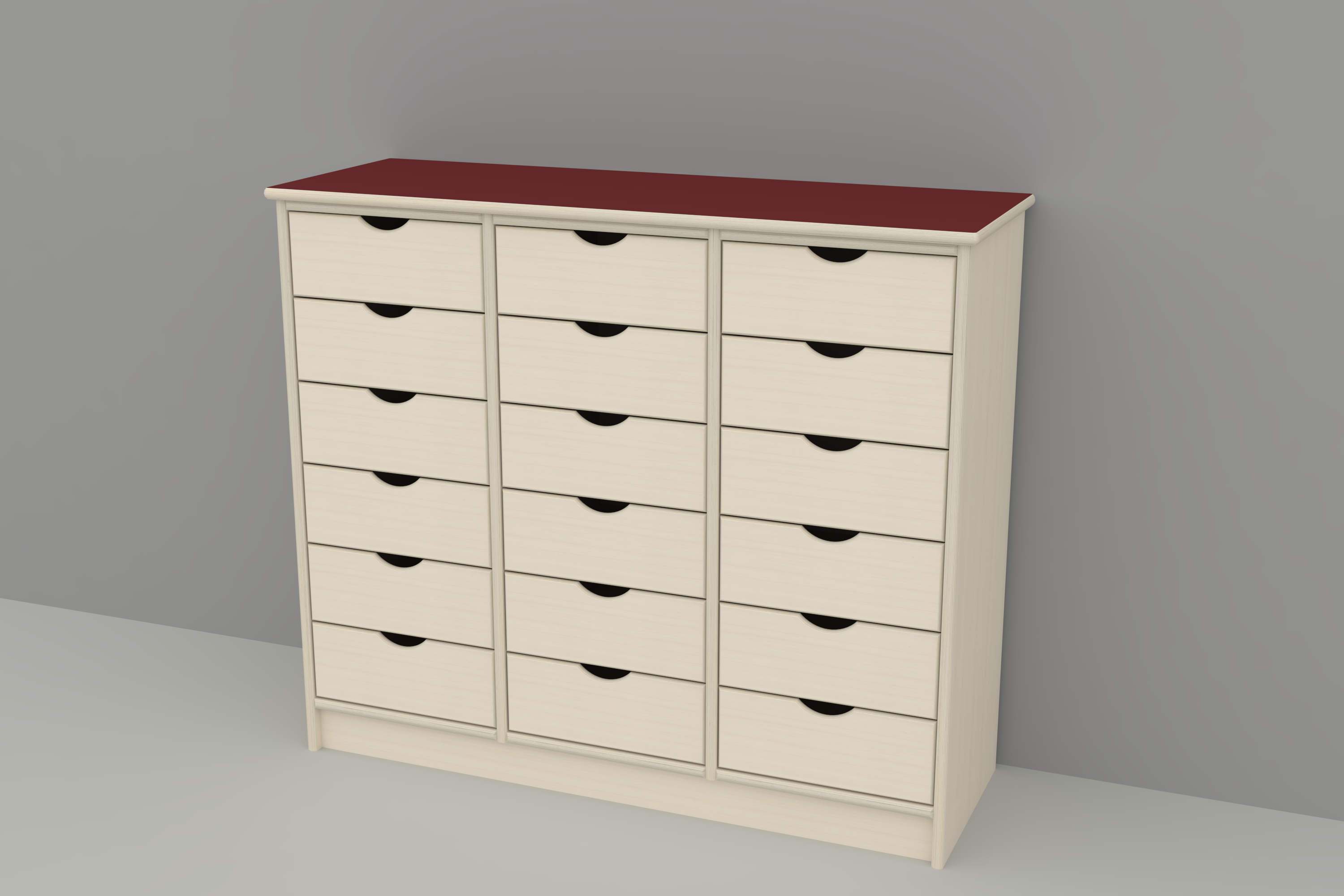 8718D – Skuffereol 18 store skuffer m . laminat top