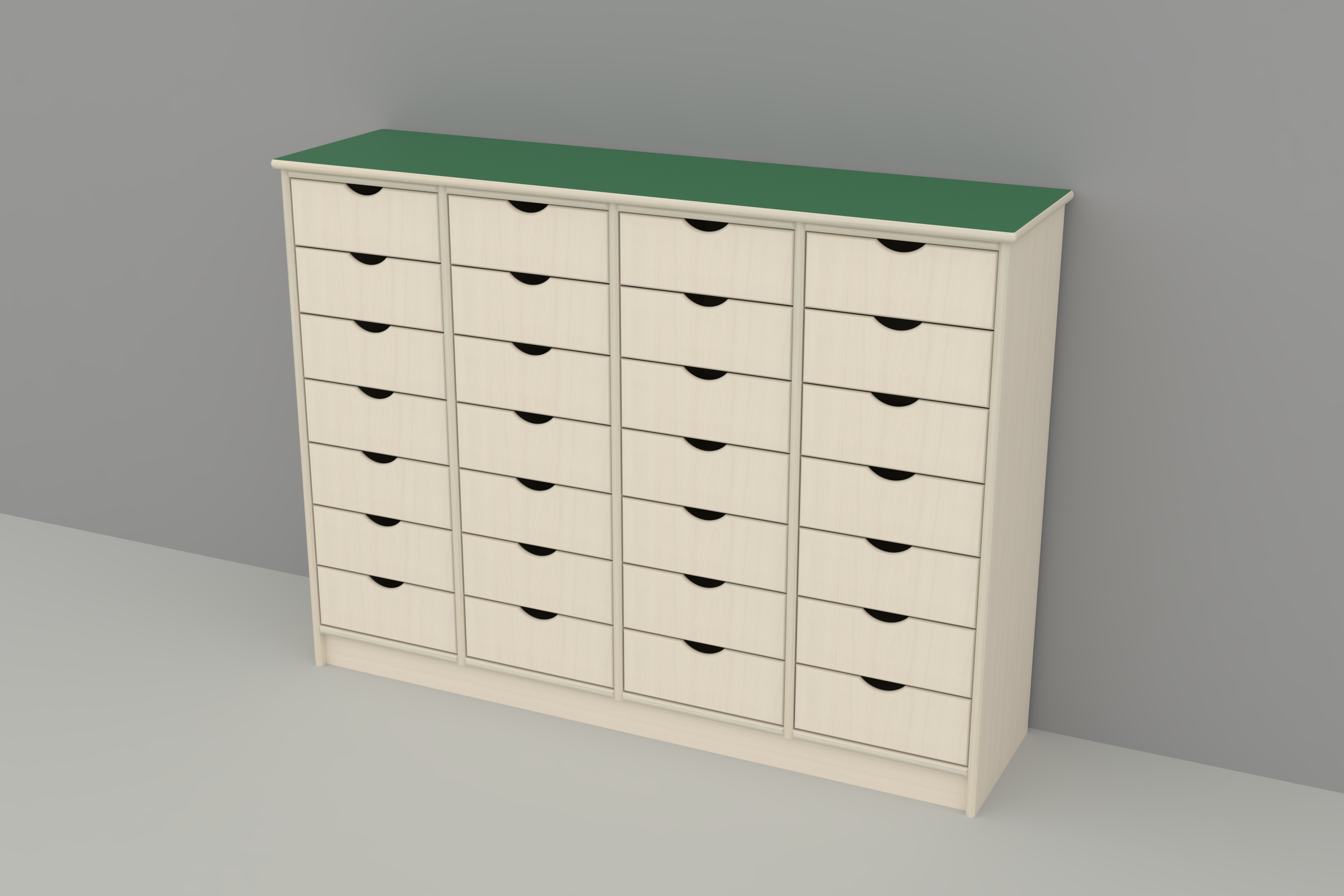 8728D – Skuffereol 28 store skuffer m. laminat top